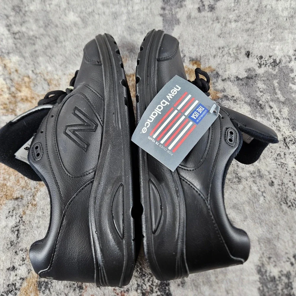 New Balance 674 Walking‎ Shoes Womens 10B Black Leather WW674BK Comfort Sneakers